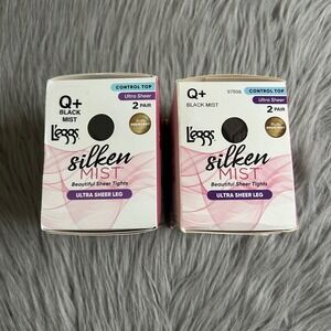 L'eggs Ultra Sheer Leg Pantyhose Tights Womens Size Q+ XL Black Mist Control Top